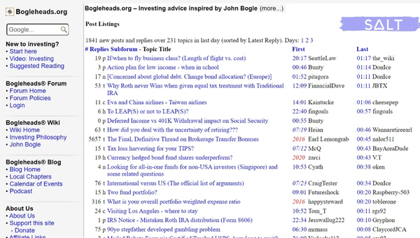Bogleheads Investing Advice and Forum Info