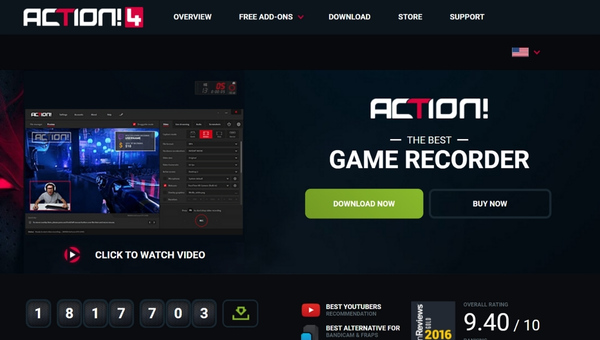 Action-Bildschirm und Game-Recorder